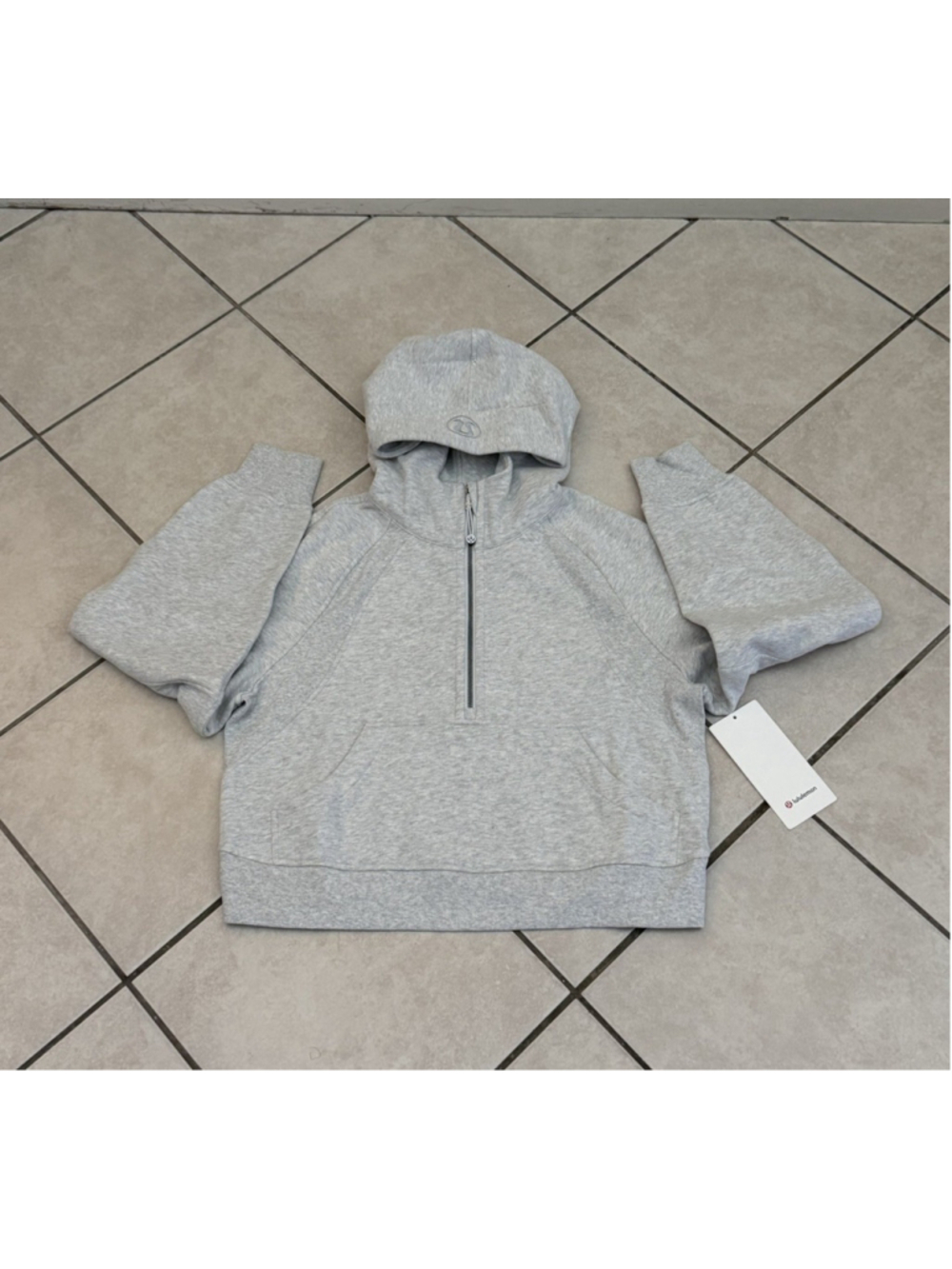 LULULEMON SCUBA OVERSIZED HOODIE HALF ZIP LIGHT GRAY SZ XS/S